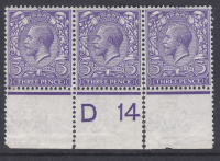 N22(-) 3d Deep Bluish Violet Violet D14 perf Wmk type II(2) MOUNTED MINT