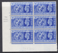 2½d Olympic games cylinder block 3 no dot with extra berry R19 1 MOUNTED MINT