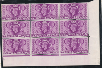 Sg497b 1948 6d Olympic Games with flaw block of 9 UNMOUNTED MINT