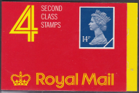GB1 4 x 2nd class (14p) stamps barcode booklet O on back - Cylinder B25