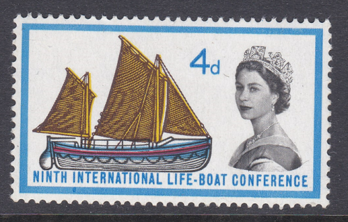 1963 Sg 640b Lifeboat 4d (Ord) Listed Variety - spot under i Single Stamp U M