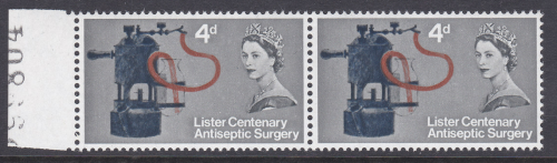 Sg 667d 1965 4d Lister (Ord) No Dot Cylinder With Face retouch UNMOUNTED MINT