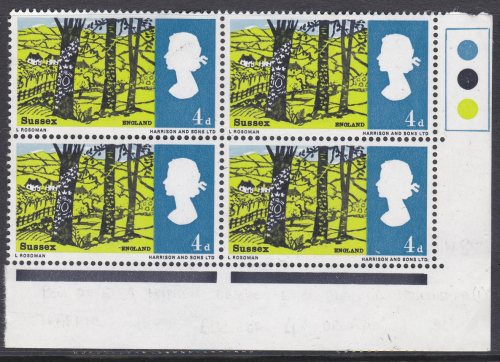 Sg 689a 1966 Landscapes 4d (Ord) - Block of 4 - Dash Before England - U M