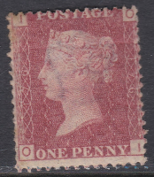 1858 Sg43 1d Penny Red plate 176 lettered O-I MOUNTED MINT
