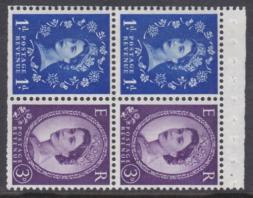 SB57c Wilding booklet pane 1 x 9.5mm on each stamp perf type AP  - trimmed - U M