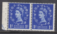 SB22 1d Wilding Tudor booklet pane perf type I(v) full perfs u m