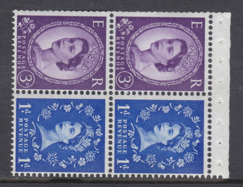 SB51 Wilding booklet pane Violet Phos S W right unlisted perf type AP2e U M