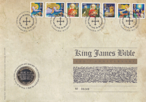 2011 Royal Mint King James Bible 400th Anniversary 2 Coin cover no. 6240