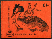 Dec 1968 Sg QP44 6 - Great Crested Grebe  GPO stitched Booklet  - complete