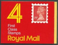 GD2 1988 4 x 19p 1st class stamps barcode booklet - Code K - Cylinder B10