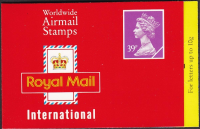 GD4A Barcode Booklet 2 x 39p worldwide airmail - complete - Cyl W2W2W2W2