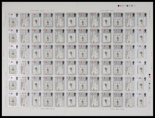 1969 Prince Of Wales Investiture 5d cylinder 1A-1H No dot full sheet U M