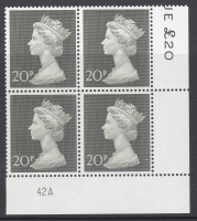 1970 20p Decimal Machin Cylinder 42A UNMOUNTED MINT