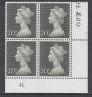 1970 20p Decimal Machin Cylinder 49 UNMOUNTED MINT