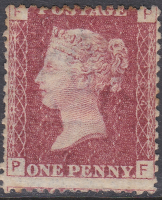 SG 43 1d Penny Red Lettered P-F plate 104 MOUNTED MINT