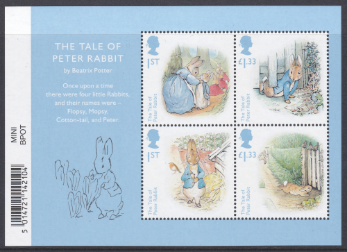 MS3868a 2016 Peter Rabbit barcode miniature sheet UNMOUNTED MINT