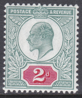 Sg 229 M12(2) 2d Dull Blue Green  Carmine chalky De La Rue single stamp U M