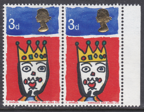 1966 Sg713pac 4d Christmas variety Pair with and without phosphor UNMOUNTED MINT