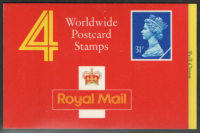 GH1 4 x worldwide postcard stamps (31p) Complete Booklet - Cylinder W1W1