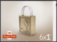 MB17 Gold padlock 6 x 1st stamps barcode booklet - No Cylinder - Unmounted Mint