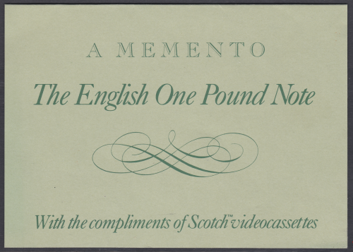 A memento to the english one pound note scotch videocasts no. DX68 217394