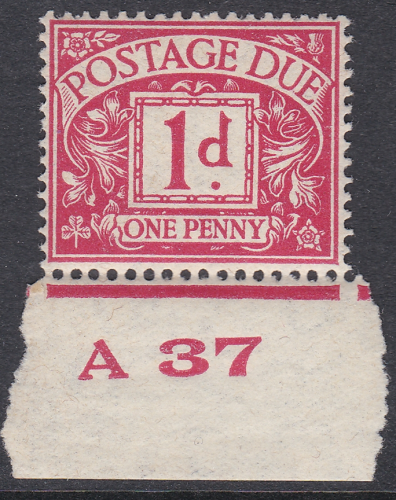 D20 1d Edward VIII Postage due Control Single A 37 Imperf UNMOUNTED MINT