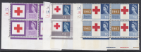 1963 Red Cross sg642p-644p Phos cylinder blocks of 4 w  NB left U M