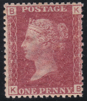 1858  1d Penny Red plate 213 Lettered K-B UNMOUNTED MINT