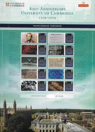 CS-06 2009 800th Anniversary University Of Cambridge No. 9054 Smiler sheet U M