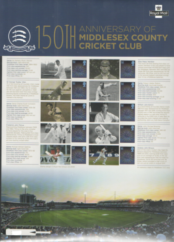 CS-23 2014 Middlesex County Cricket 150th Anniversary No. 555  smiler sheet U M