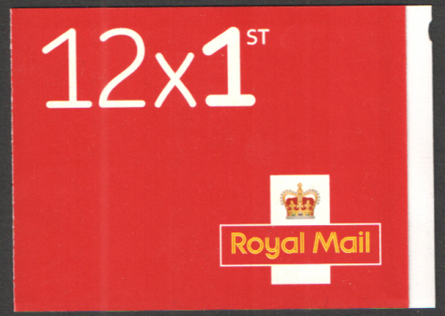 MF8a (M16L) 2013 12 x 1st class stamps barcode booklet - Self Adhesive - No Cyl