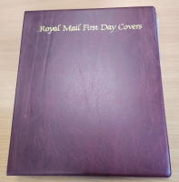 Burgundy Royal Mail presentation packs 4 ring binder album with 22 pages