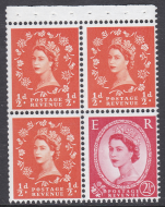 SB12b Wilding booklet pane Screen Damage Row 2 2 crowns on white perf AP U M