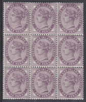 1d Lilac Block of 9 stamps MOUNTED MINT
