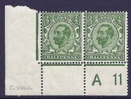 sg324 var ½d Yellow Green Unlisted error control A 11 pair unmounted mint MNH