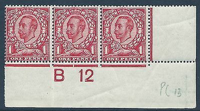 sg341 N11(2) 1d Bright Scarlet B12(w) control strip of 3 Unmounted mint MNH