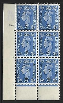 2½d Light Blue R45 194 Dot perf 6B(E P) cylinder block UNMOUNTED MINT MNH
