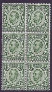 1912 sg338 ½d Deep Green Downey head block of 6 variety row unmounted mint MNH