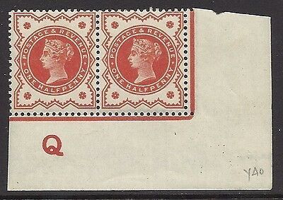 1 2d Vermillion control Q imperf pair UNMOUNTED MINT MNH