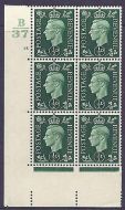 1937 ½d Green Dark colours B37 17 Dot Perf 5(E I) block 6 UNMOUNTED MINT MNH