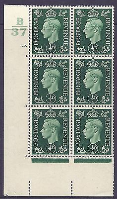 1937 ½d Green Dark colours B37 17 Dot Perf 5(E I) block 6 UNMOUNTED MINT MNH