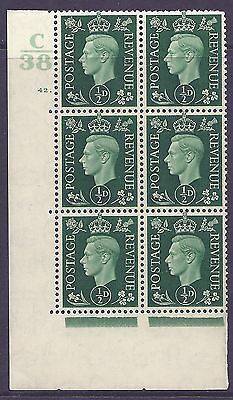 1937 ½d Green Dark colours C38 42 Dot Perf 5(E I) block 6 UNMOUNTED MINT MNH
