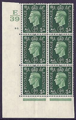 1937 ½d Green Dark colours E39 93 No Dot perf 5(E I) block 6 UNMOUNTED MINT MNH