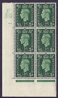 1937 ½d Green Dark colours F39 105 Dot state (i) block 6 UNMOUNTED MINT MNH