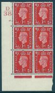 1937 1d Red Dark colours D38 26 Dot perf 5(E I) block 6 UNMOUNTED MINT MNH