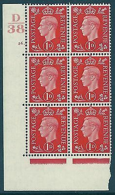 1937 1d Red Dark colours D38 26 Dot perf 5(E I) block 6 UNMOUNTED MINT MNH