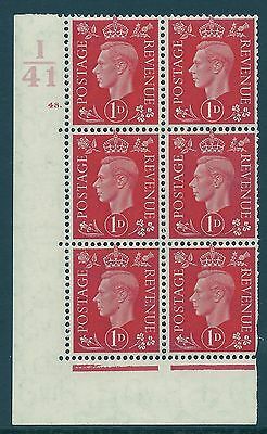 1937 1d Red Dark colours I41 48 Dot perf 5(E I) block 6 UNMOUNTED MINT MNH