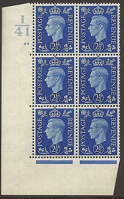 1937 2½d Blue Dark coloursI41 59 No Dot perf 5(E I) block 6 UNMOUNTED MINT MNH