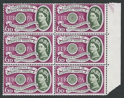 Sg 621b 1960 CEPT Europa 6d - Listed Flaw - Blurred E - MNH