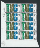 1968 British Anniversaries 4d No Dot Cylinder Block - MNH